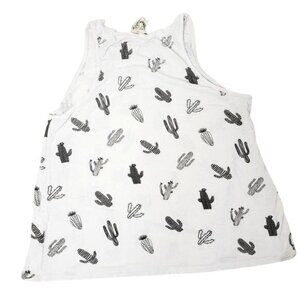French Pastry cactus Print White Tank Top  Sleeveless  Lightweight summer Small